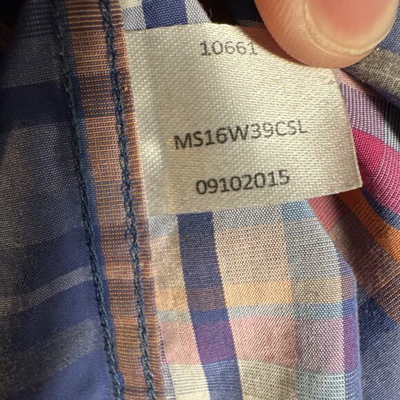 Peter Millar Plaid Button Down Shirt Men's Small Gingham Long Sleeve Cotton Knit - Picture 9 of 9